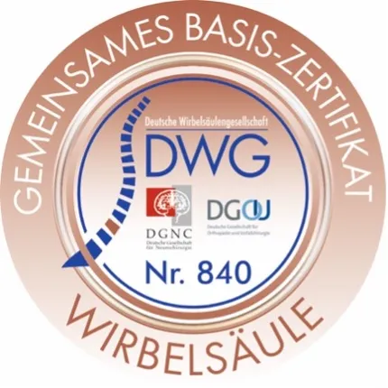 Siegel: Gemeinsames Basis-Zertifikat Wirbelsäule (DWG / DGNC / DGOU), Nr. 840
