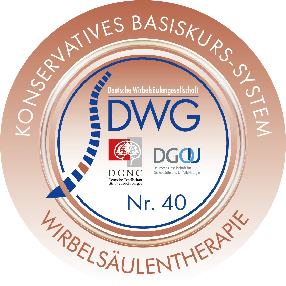 Siegel: Konservatives Basiszertifikat Wirbelsäulentherapie der DWG, Nr. 40